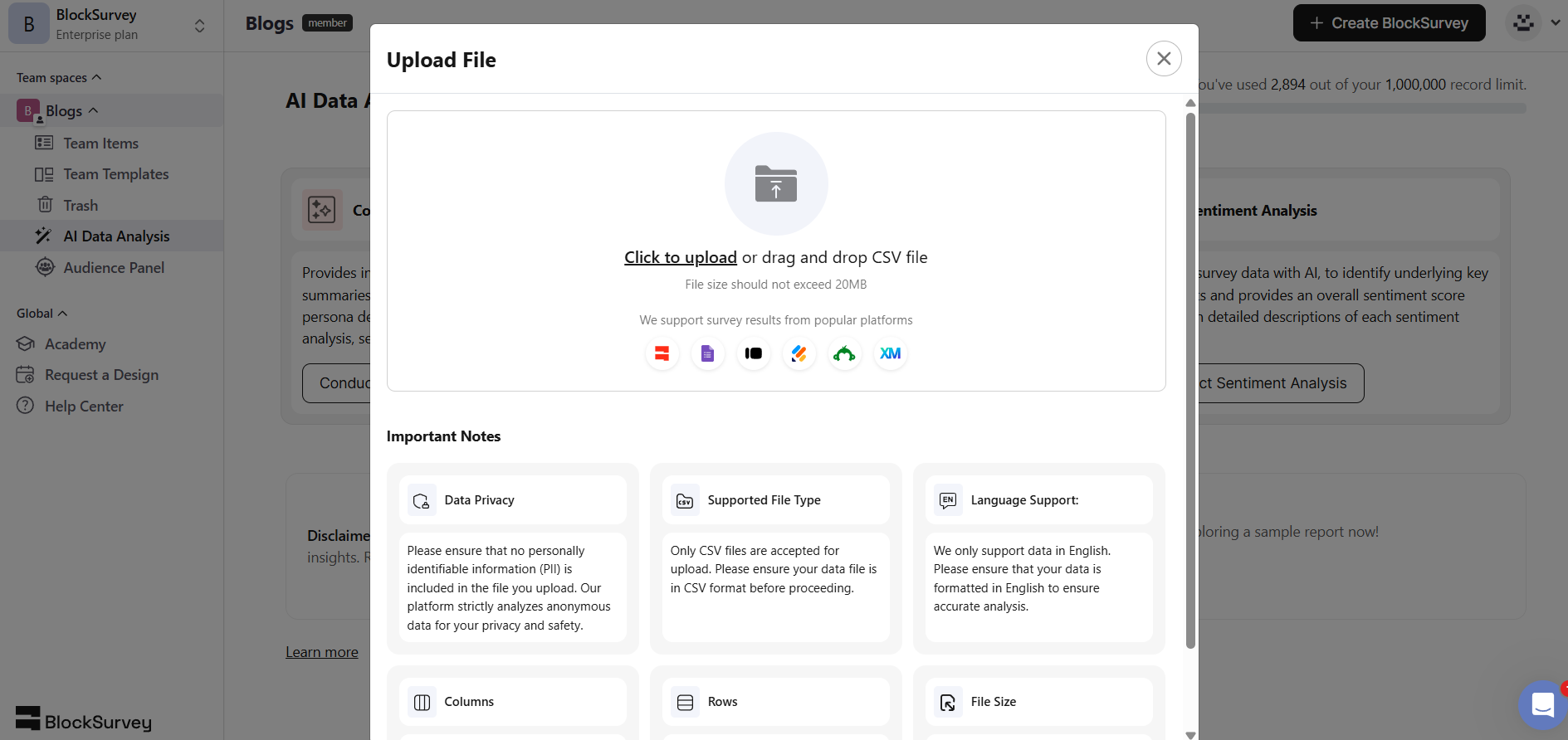 questionpro data upload