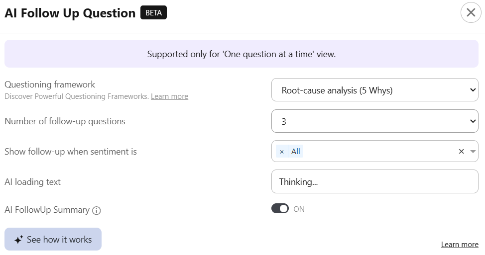 setting up AI follow up in BlockSurvey