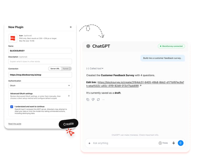 ChatGPT — Add the BlockSurvey App