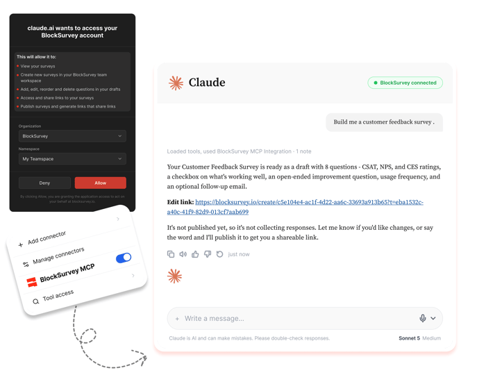 Claude Chat — Add the BlockSurvey Connector