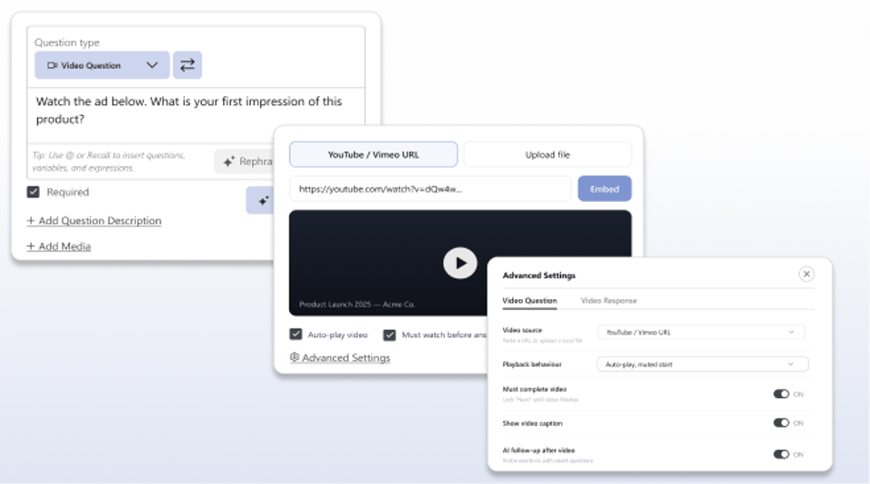 Embed Video as a Survey Question