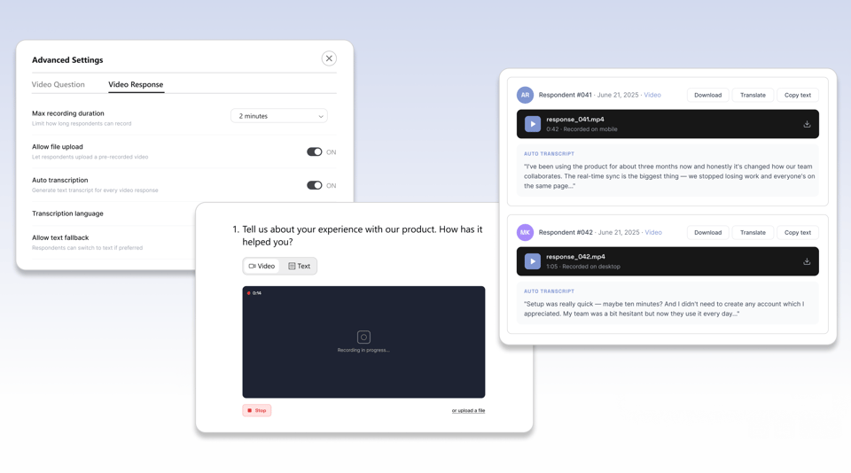 Collect Video Responses From Respondents