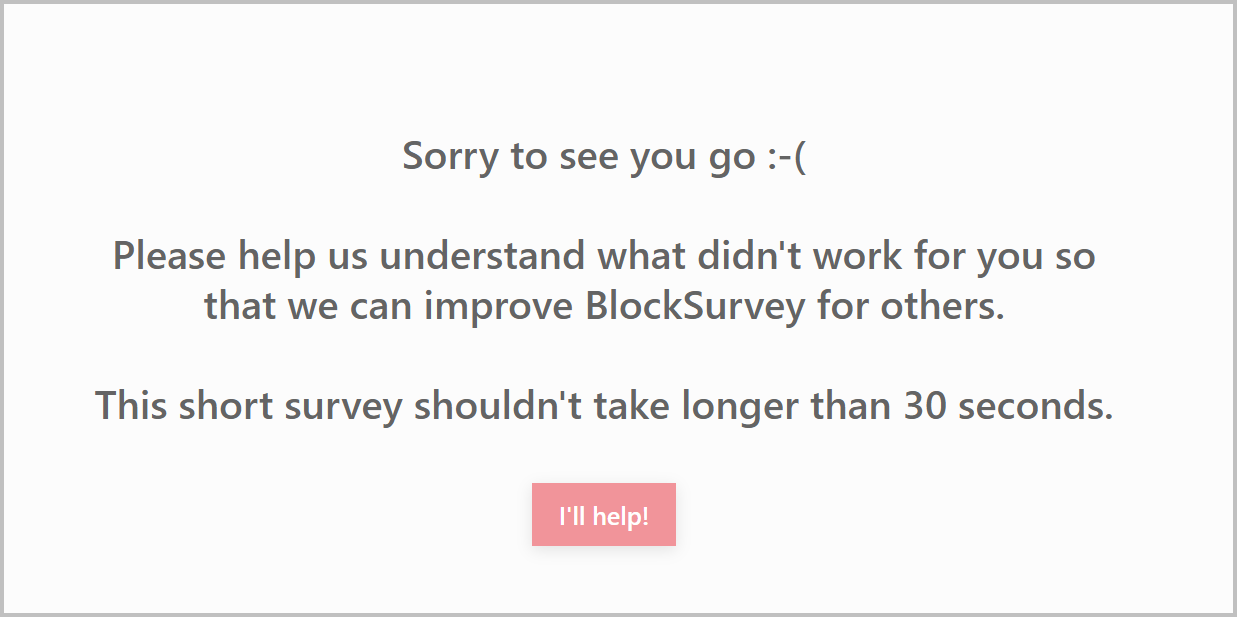 churn survey welcome message