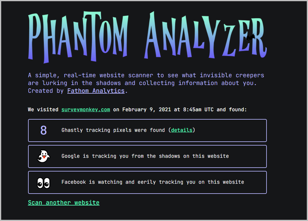 phantom analyzer
                  finding trackers on surveymonkey