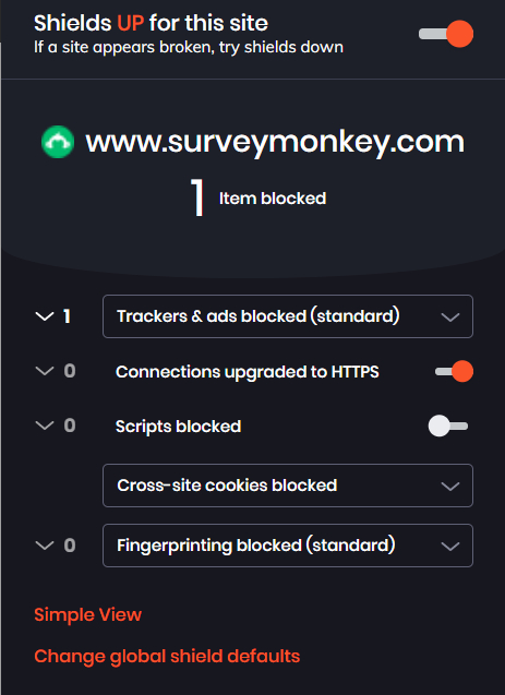 trackers on SurveyMonkey